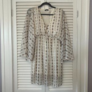 Miss Me Cream and Brown Long Sleeve Dress
